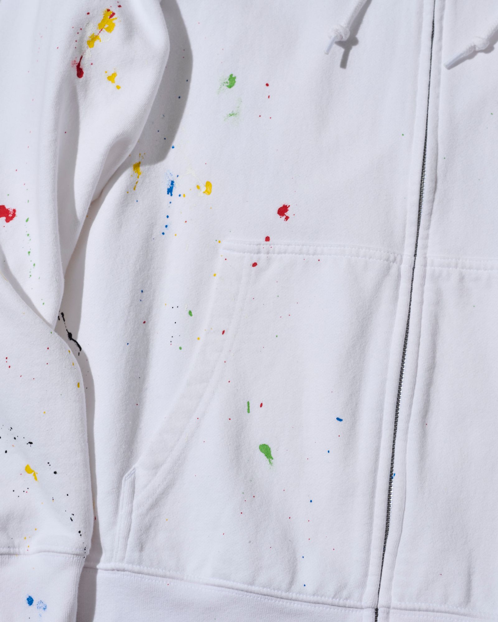 ☆先行予約☆ ヴィンテージ スプラッシュ ジップアップ パーカー  /  Vintage Wash Splash Zip-up Hooded Sweatshirt / WHITE 【HJ2701】