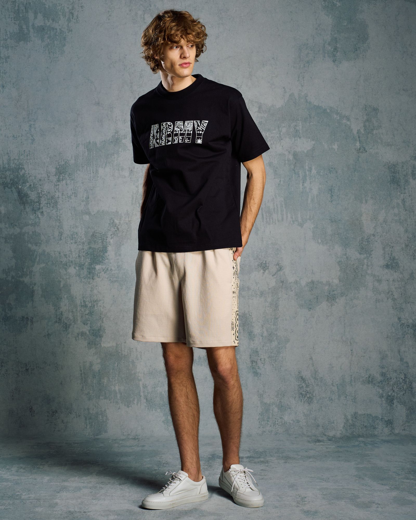 ☆先行予約☆ バンダナパネル アーミー Tシャツ /  bandana panel ARMY T / BLACK [7404 cj53i]