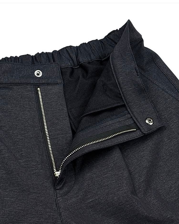 N/Peダブルクロスストレッチ ワンタックワイドパンツ / チャコールグレー [66003]