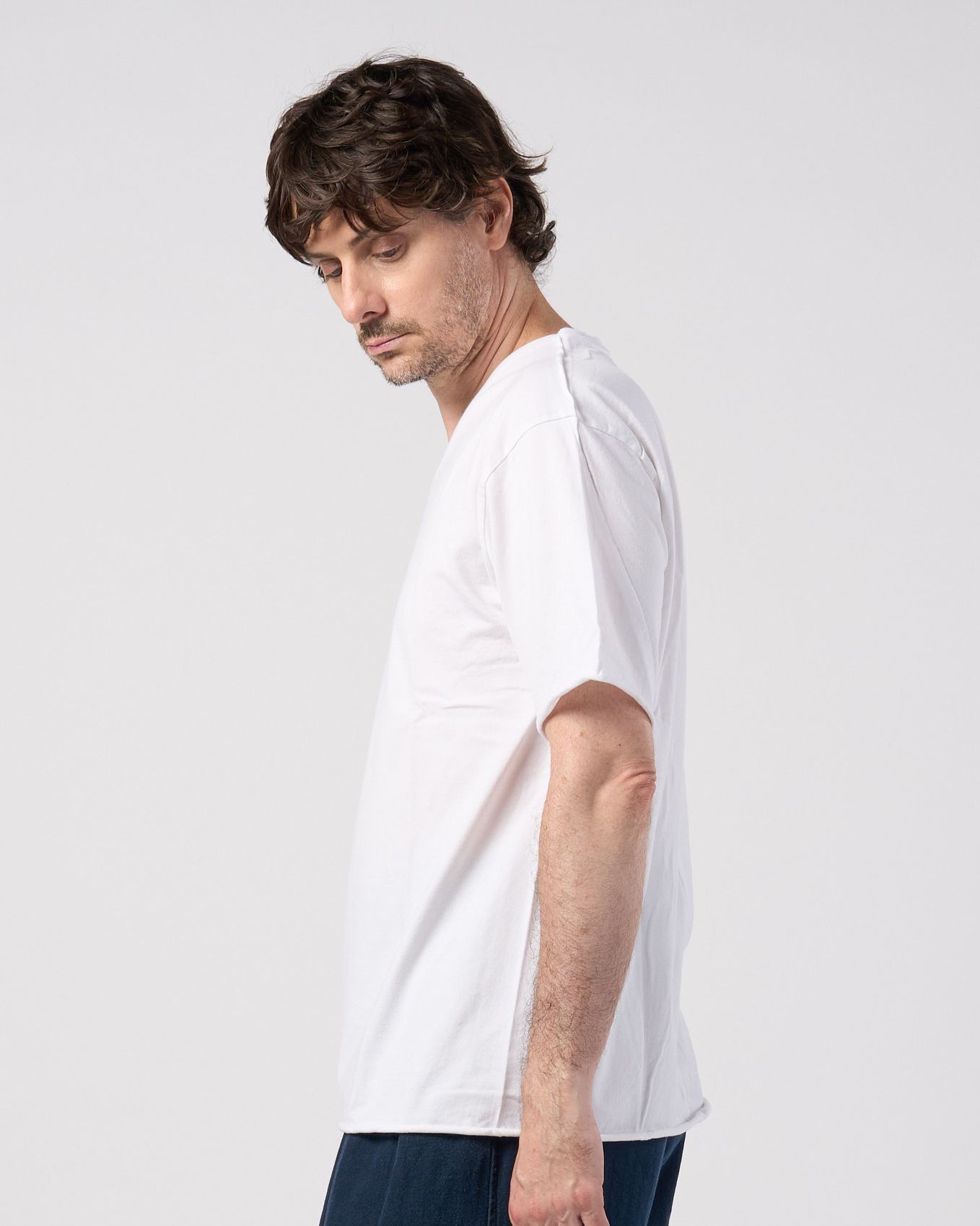 ☆先行予約☆ wjk  / カットオフVネック半袖Tシャツ / cut-off V-neck S/S / white【7002 js01k】