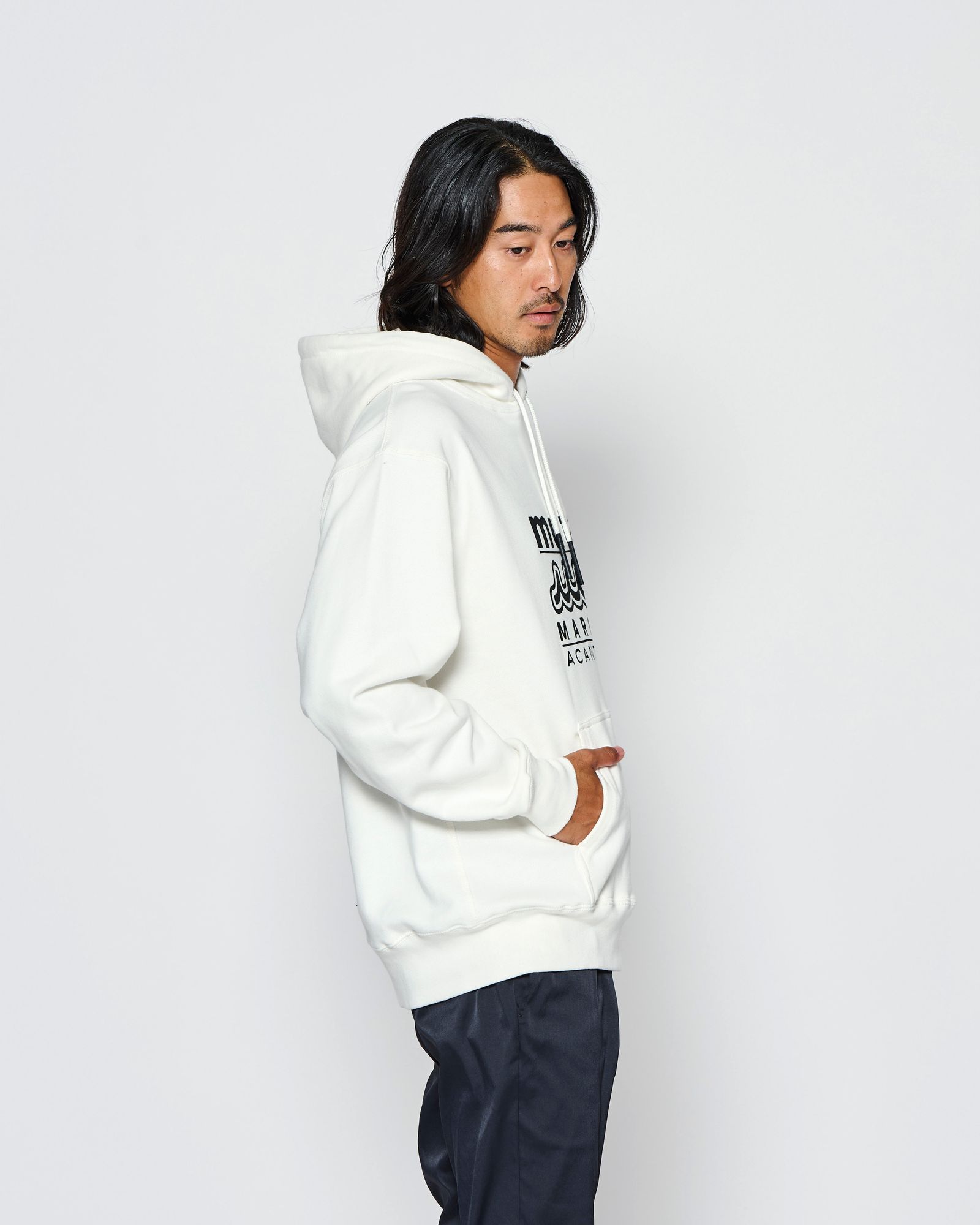 ☆先行予約☆muta MARINE × ACANTHUS  / Wネームロゴフーディー / プルオーバーパーカー /  W-name logo hoodie / WHITE【MA2726】