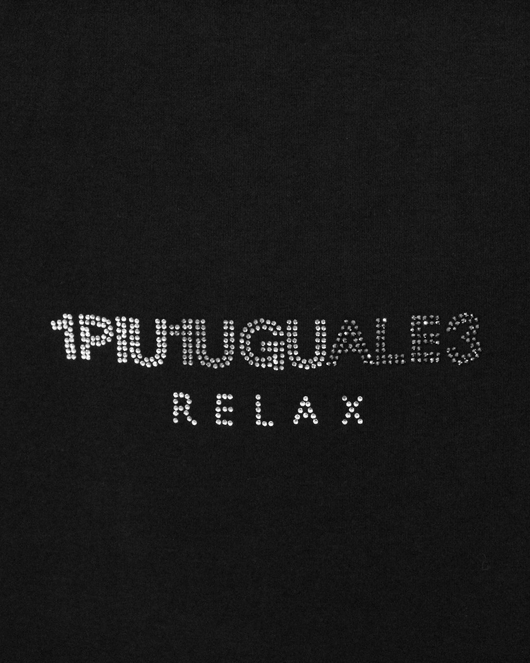 1PIU1UGUALE3 RELAX × PEANUTS / スヌーピー ラインストーン半袖Tシャツ / ブラック【UST-26095】