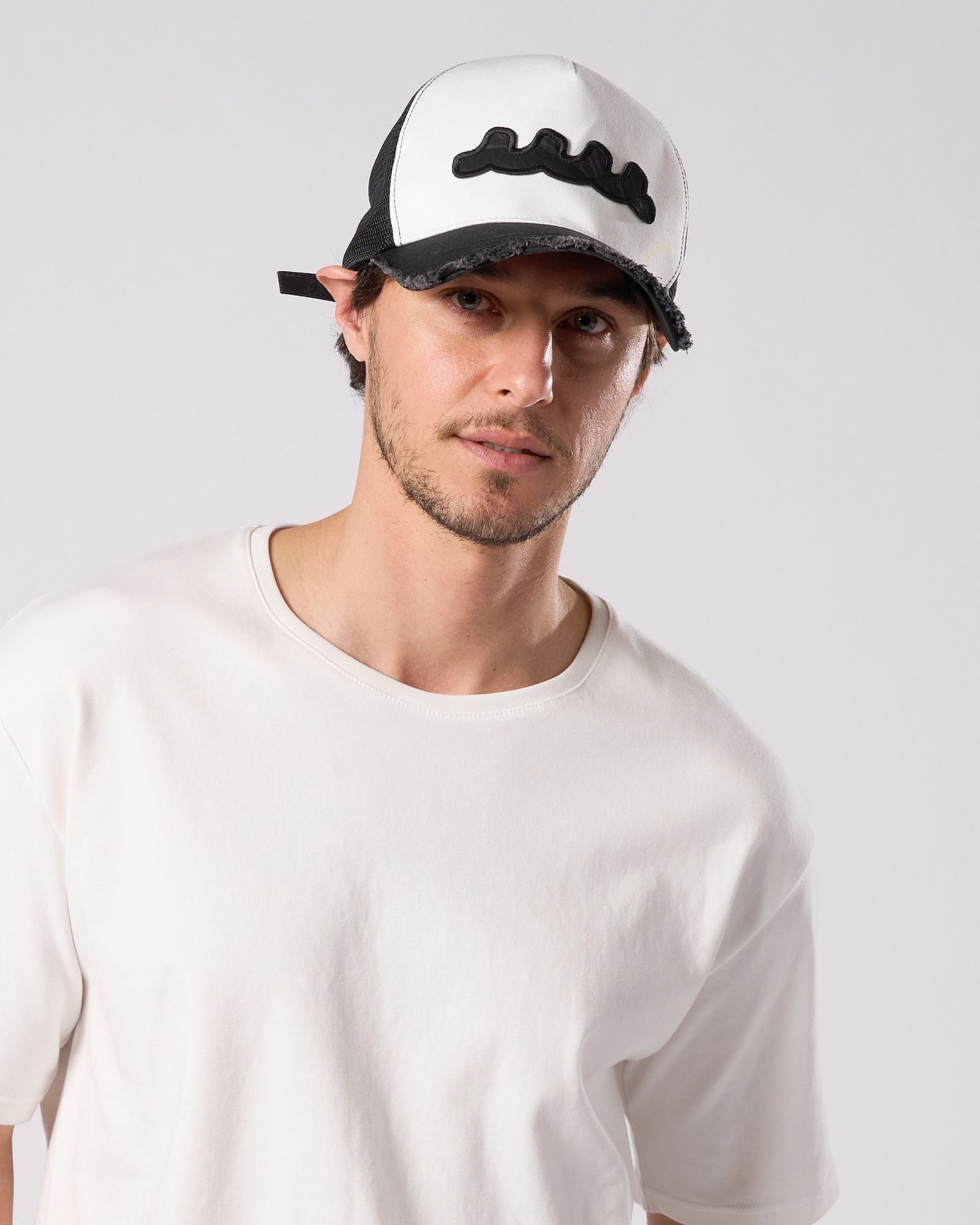 ☆先行予約☆ muta × wjk  / ウェーブ カットオフ メッシュキャップ / wave cut-off mesh cap / BLACK x WHITE 【810 mw05i】