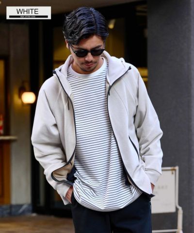 止水ジップパーカー / ホワイト【341027】