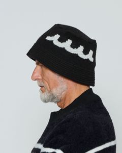 ☆先行予約☆ muta MARINE × ACANTHUS / ニットバケットハット / Wave Logo Knit Bucket Hat / BLACK 【MA2665】