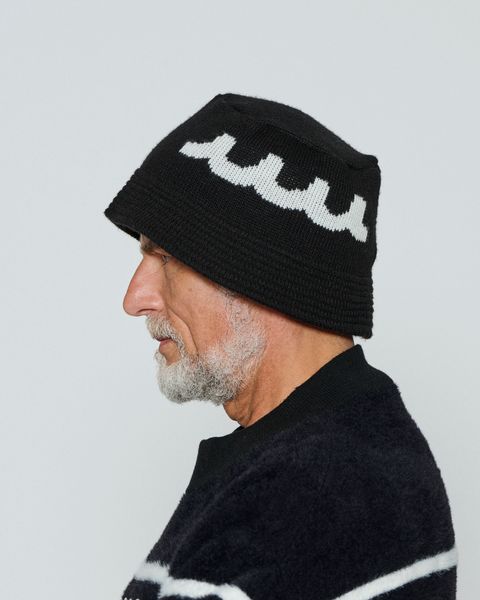 ☆先行予約☆ muta MARINE × ACANTHUS / ニットバケットハット / Wave Logo Knit Bucket Hat / BLACK 【MA2665】