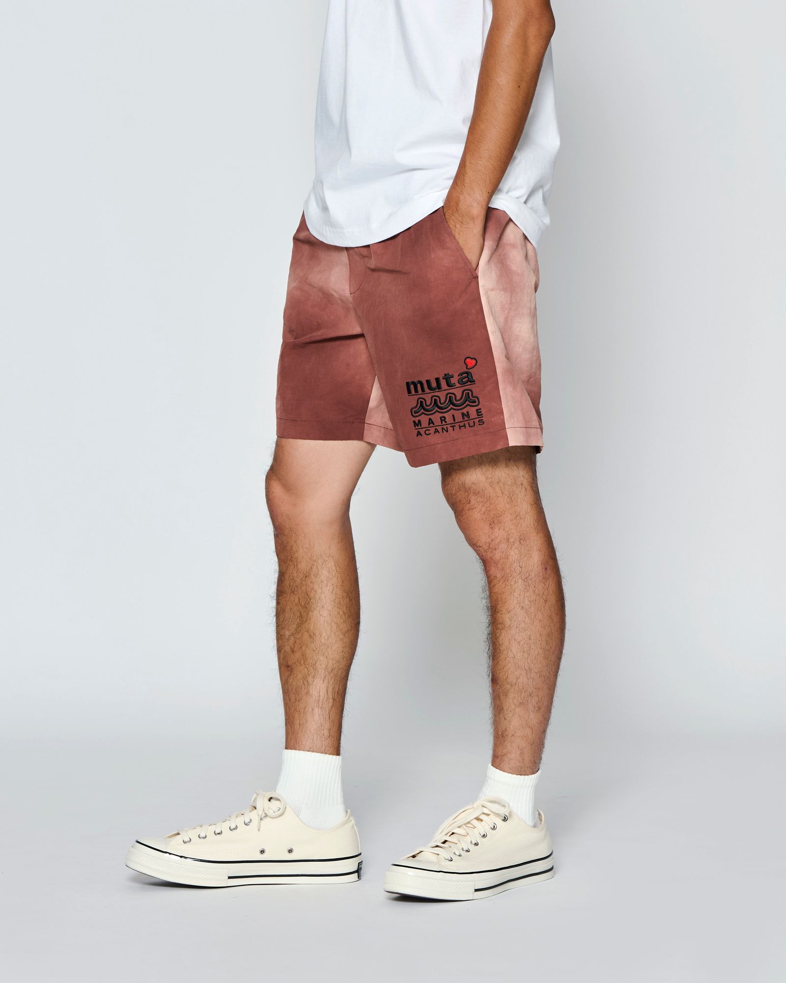 ☆先行予約☆muta MARINE × ACANTHUS  / Wネームロゴショーツ /  W-name logo S/S shorts / ORANGE 【MA2729】