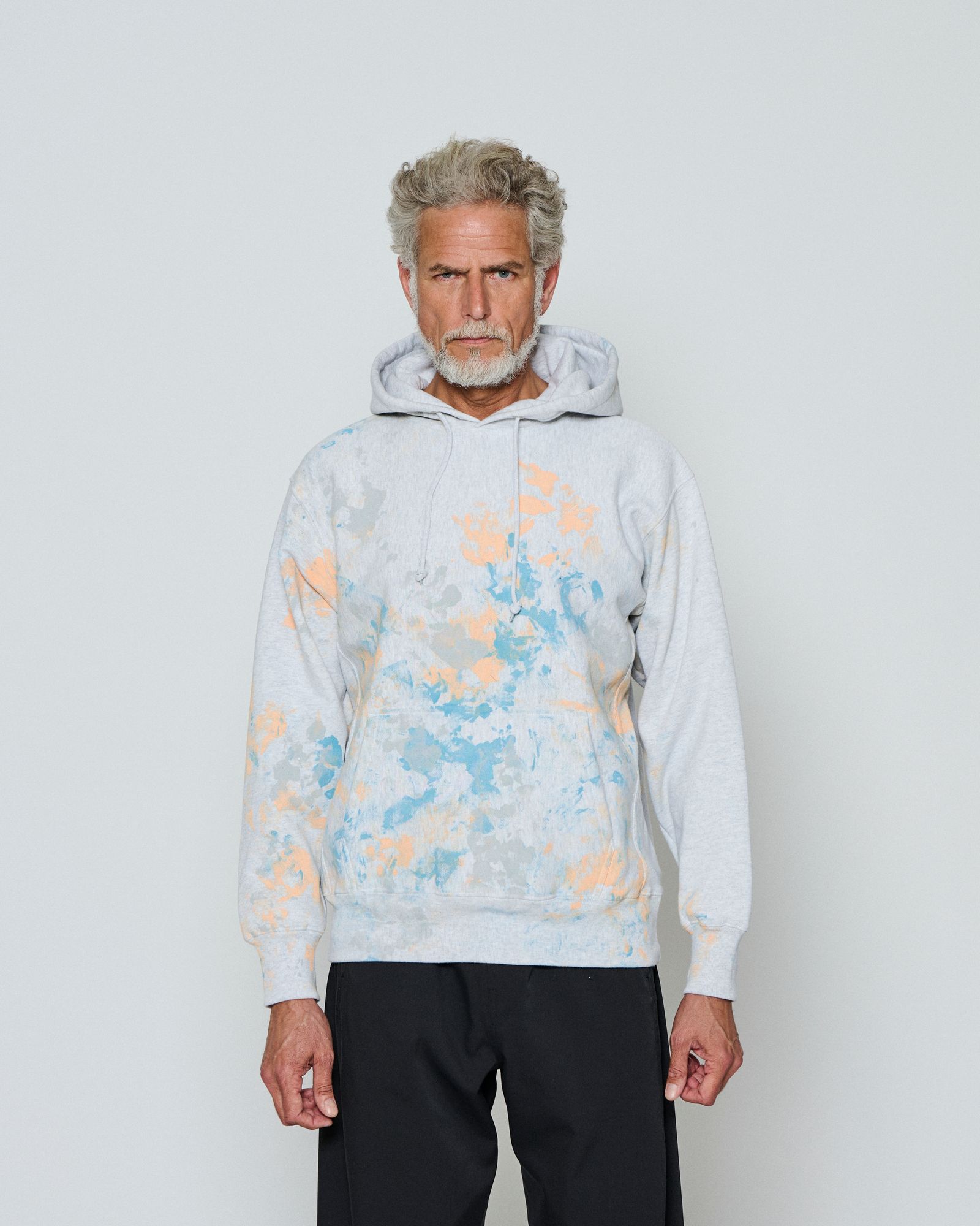 ☆先行予約☆  アブストラクトペイントフーディー / パーカー / Abstract Paint Hooded Sweatshirt / ASH GREY 【HJ2604】
