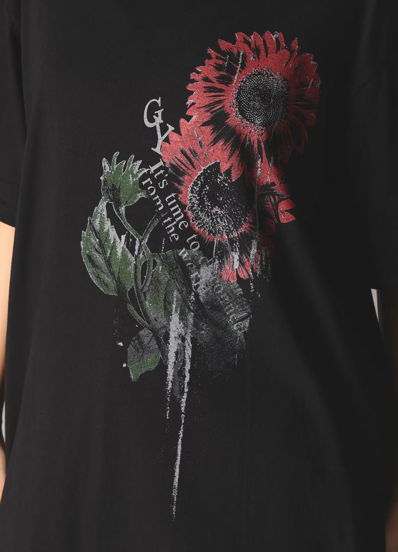 JERSEY SUNFLOWER T-SHIRT / BLACK [GK-T79-070-2]