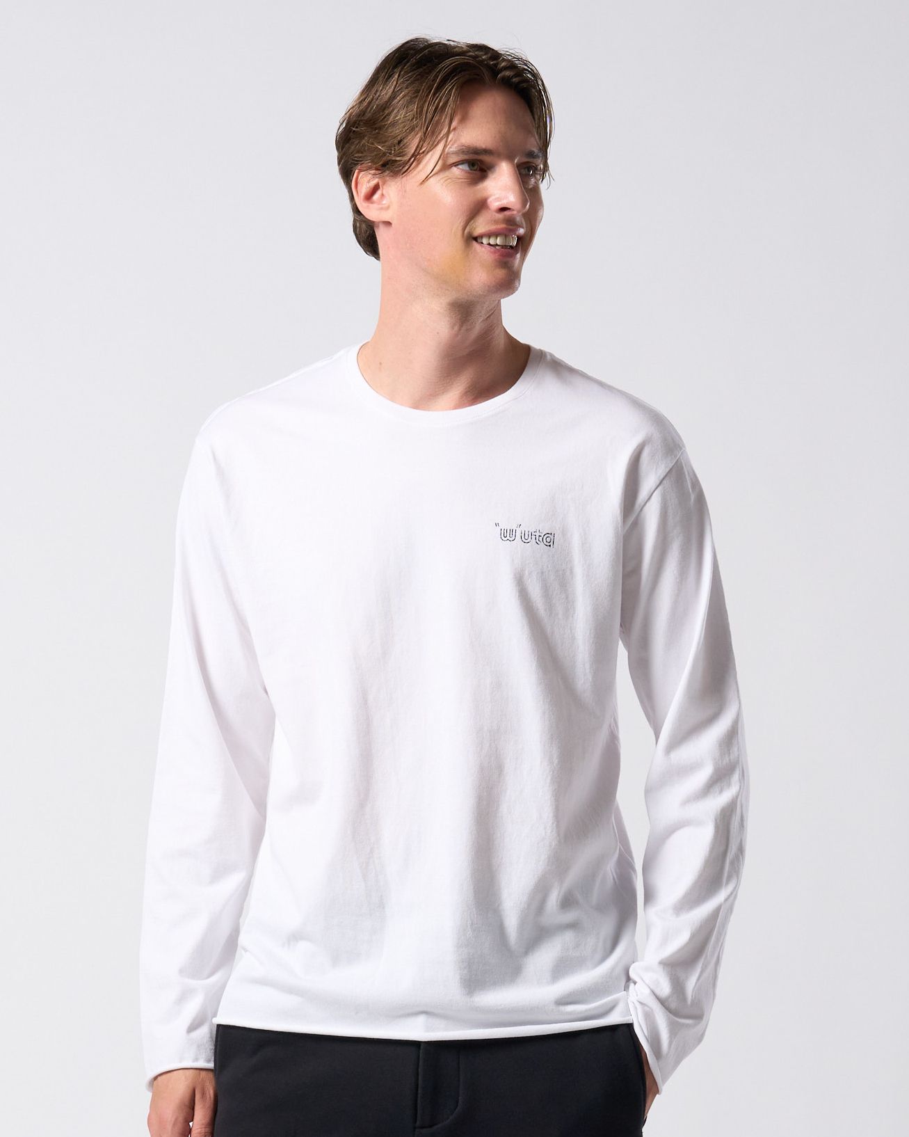 ☆先行予約☆ muta × wjk  / カットオフ クルーネックロングスリーブカットソー / cut-off crew-neck L/S(printed) / WHITE [708 mw03j]