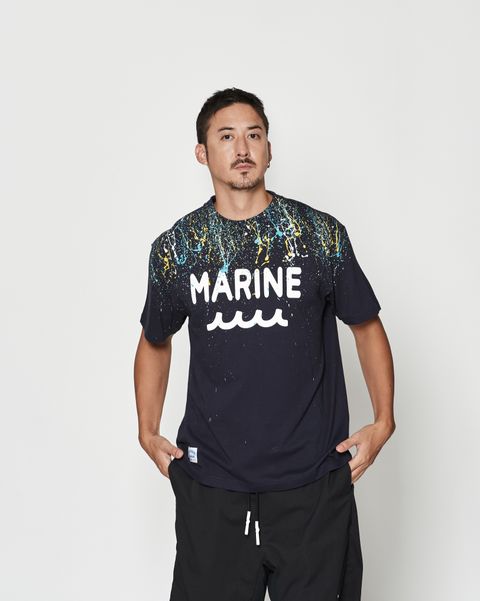 ☆先行予約☆muta MARINE × ACANTHUS  / スプラッシュマリンロゴTシャツ  /  Splash Marine Logo Tee / NAVY【MA2614】