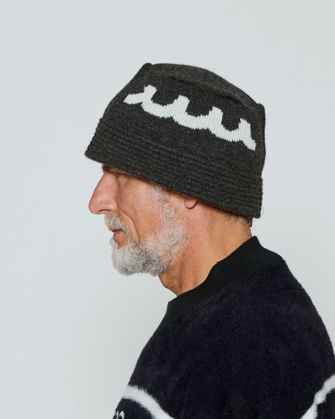 ☆先行予約☆ muta MARINE × ACANTHUS / ニットバケットハット / Wave Logo Knit Bucket Hat / CHARCOAL 【MA2665】