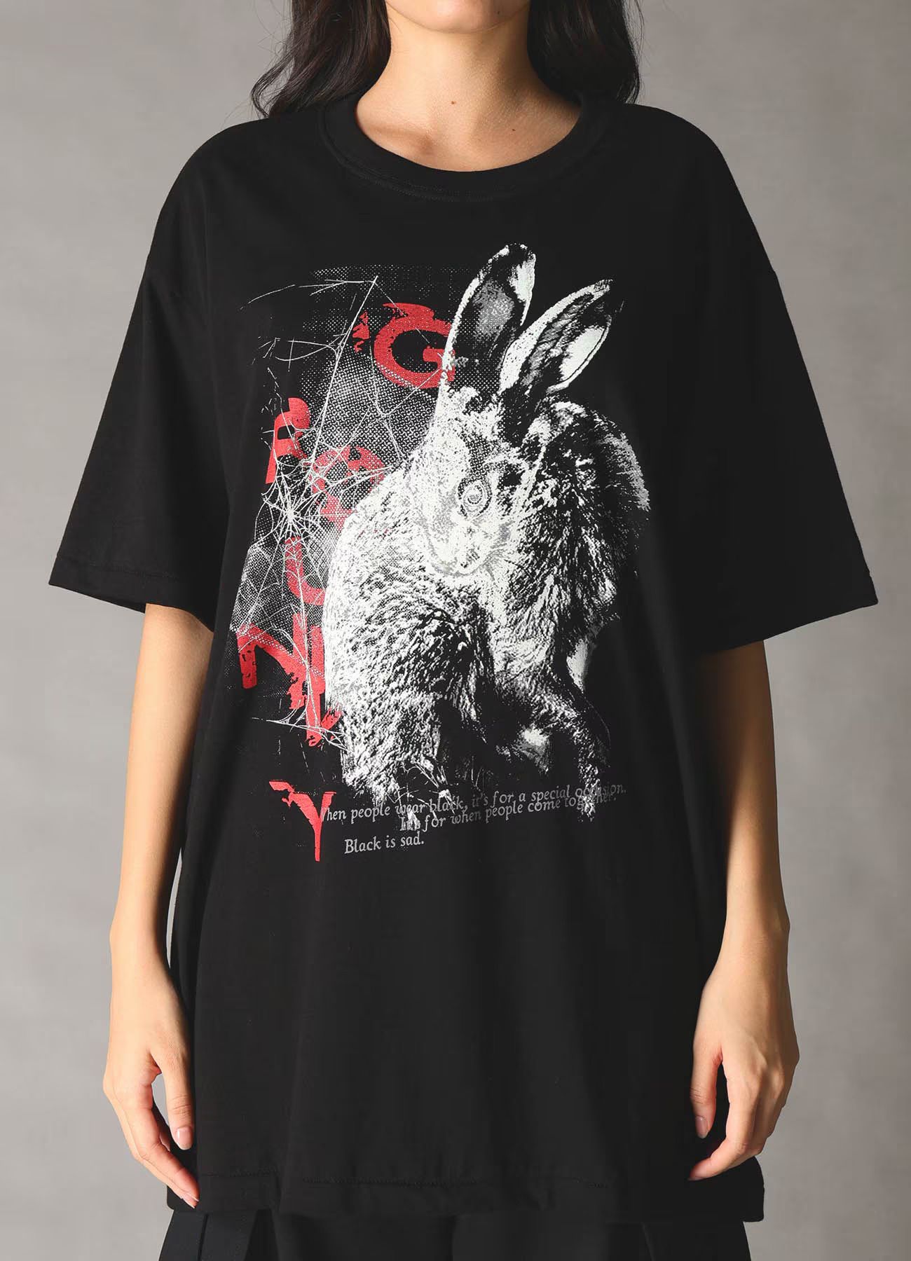 JERSEY RABBIT T-SHIRT / BLACK [GK-T75-070-2]