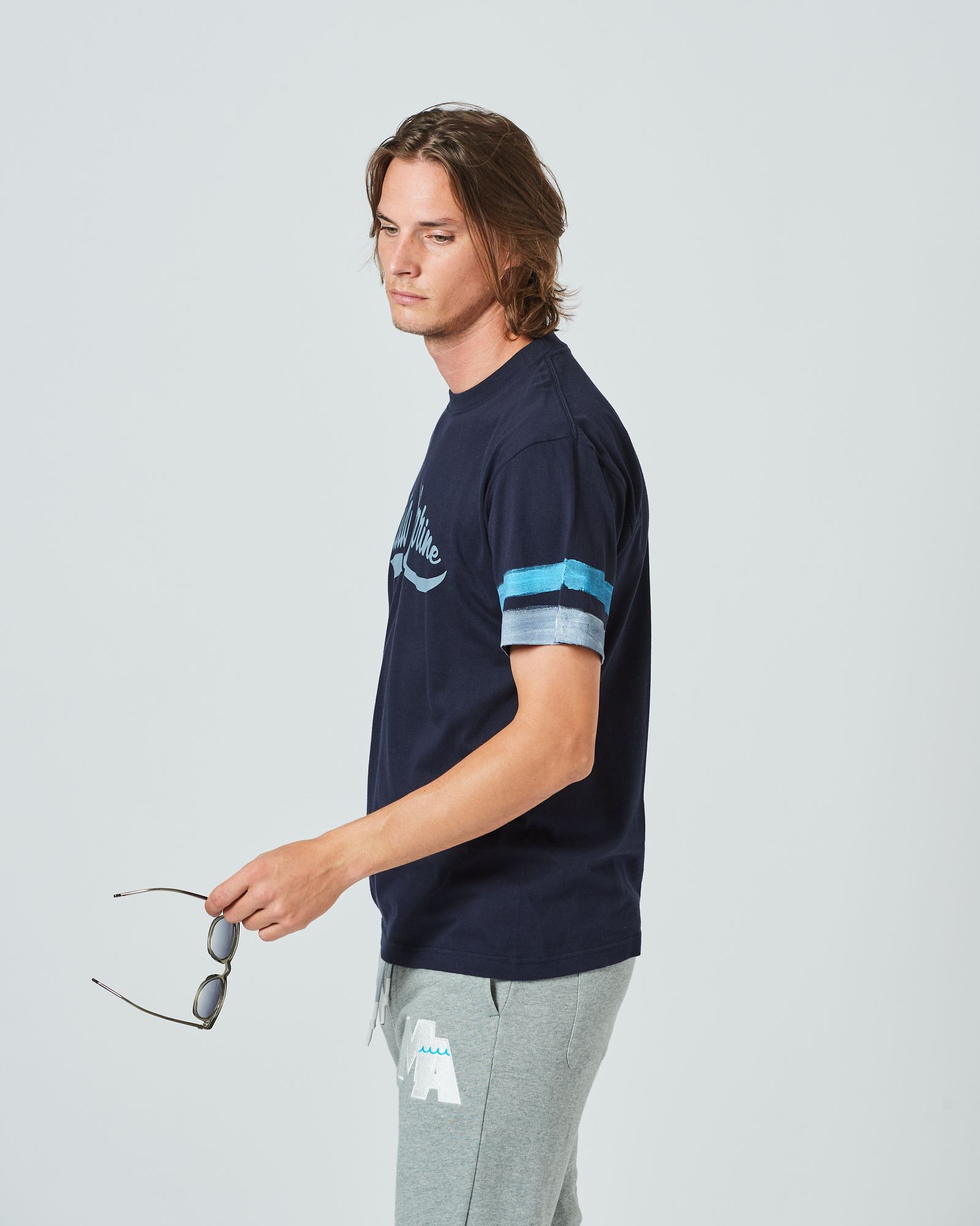 ACANTHUS x muta MARINE / muta Hand Line Paint Tee / ハンドペイントラインTシャツ / NAVY / MA2415