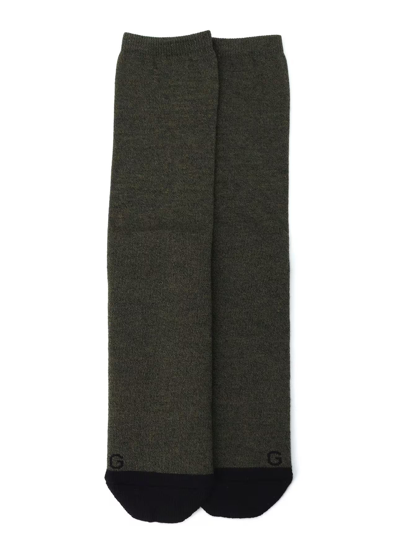WOOL COTTON TWO TONE TUBE SOCKS / ツートンカラーチューブソックス / カーキ [GL-M01-052-2-02]