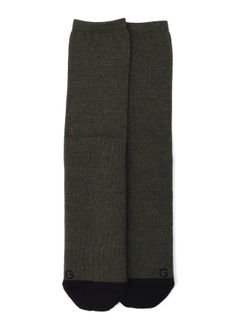 WOOL COTTON TWO TONE TUBE SOCKS / ツートンカラーチューブソックス / カーキ [GL-M01-052-2-02]
