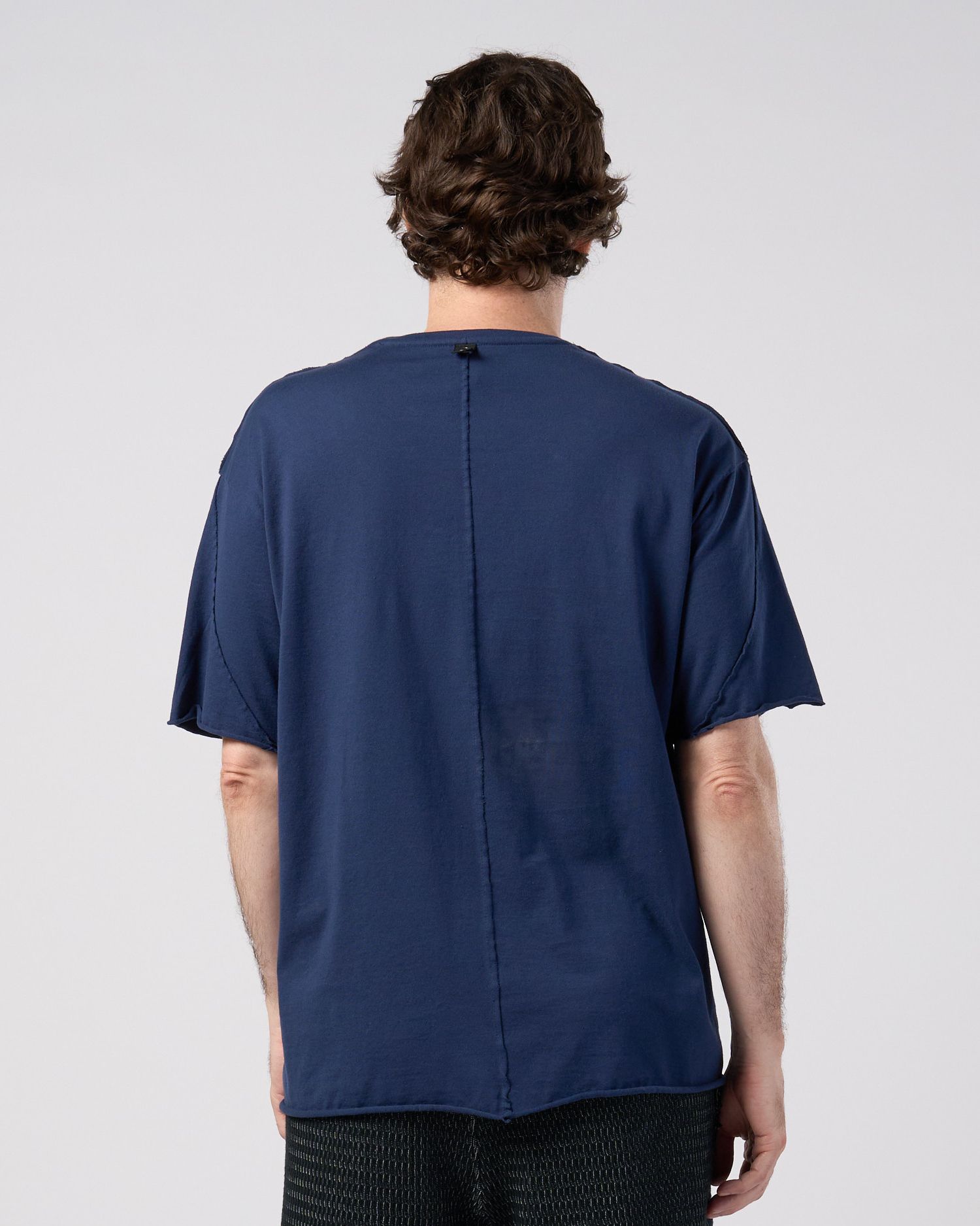 ☆先行予約☆ wjk  / ペーパープリント加工カットオフ半袖Tシャツ / paper print dust cut-off S/S / navy 【7153 lj93k】