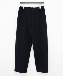 梳毛トップ調ダブルクロス リラックスワイドパンツ / ブラック [66004]