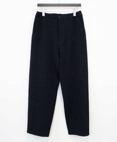 梳毛トップ調ダブルクロス リラックスワイドパンツ / ブラック [66004]