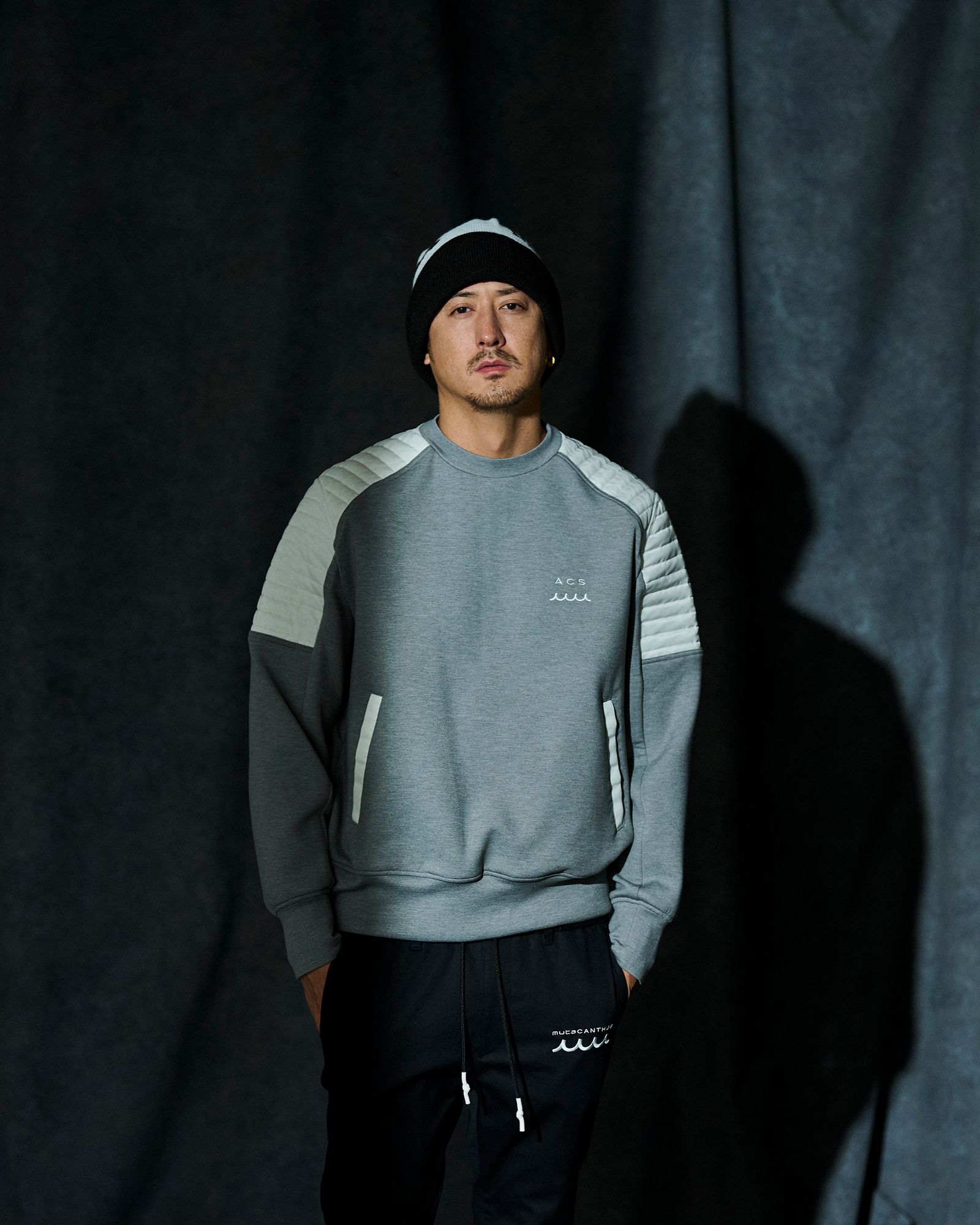 ☆先行予約☆ muta MARINE × ACANTHUS / バイカークルーネック / Double-knit Biker Crew Neck / GREY 【MA2666】