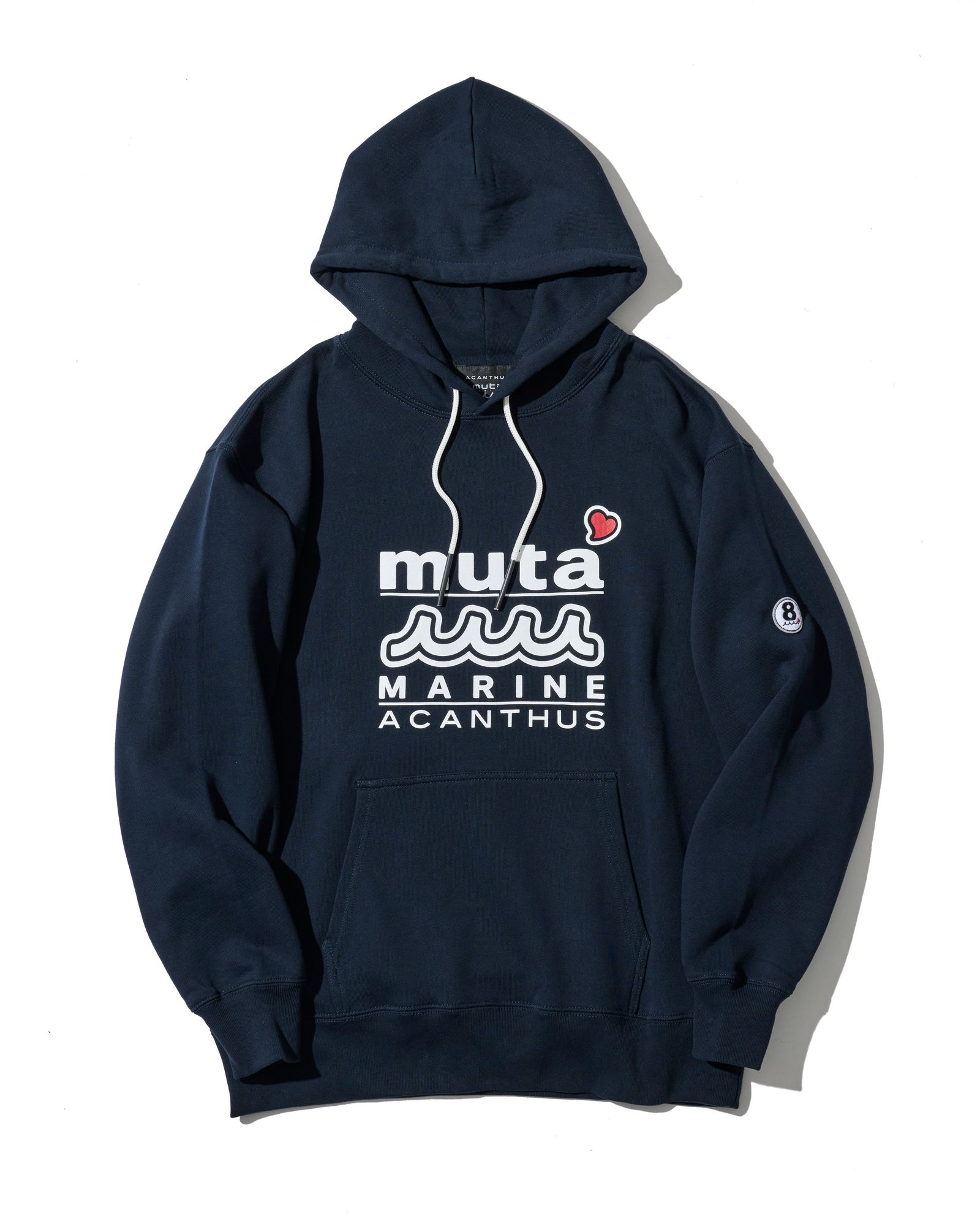 ☆先行予約☆muta MARINE × ACANTHUS  / Wネームロゴフーディー / プルオーバーパーカー /  W-name logo hoodie / NAVY【MA2726】