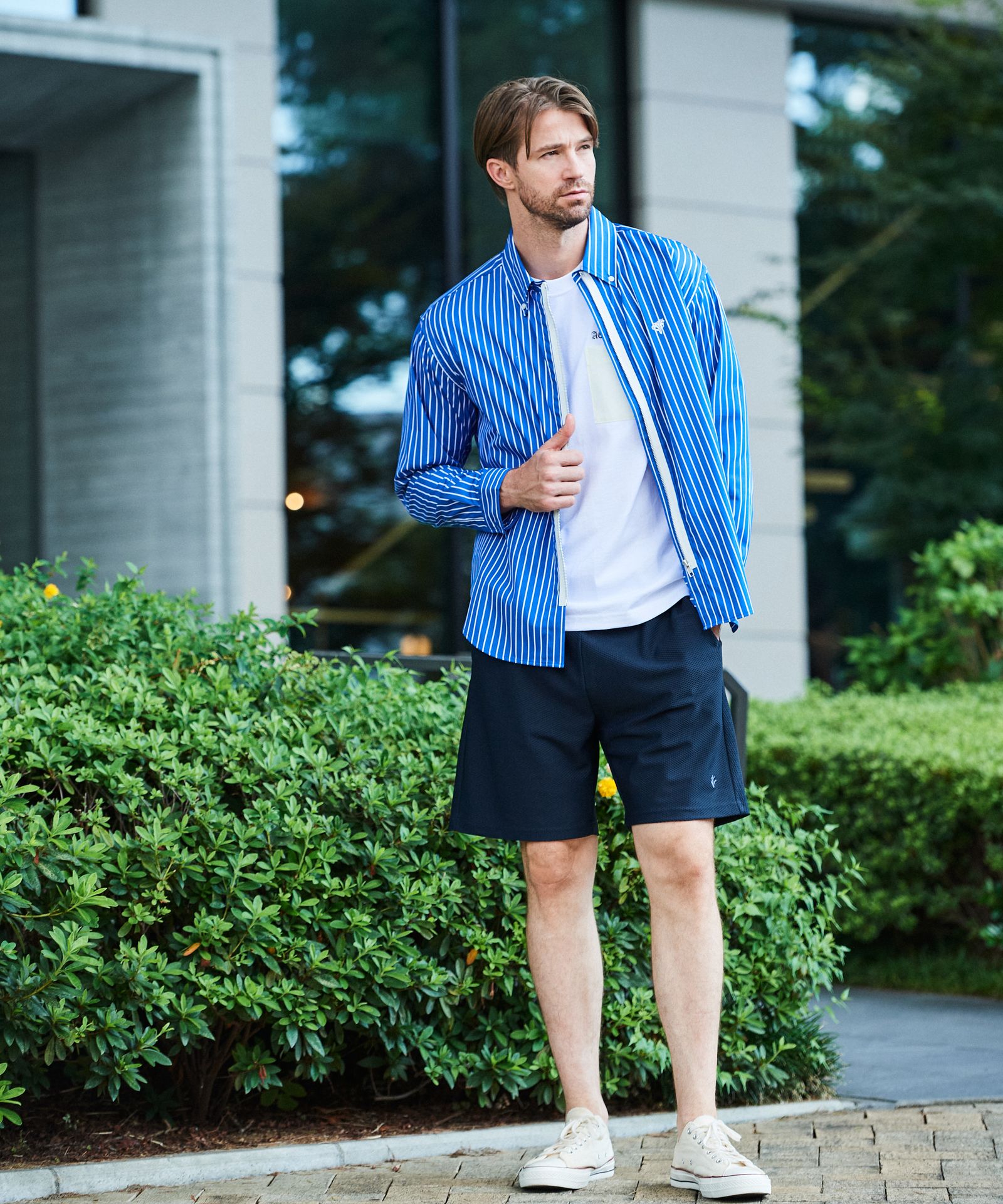 Remake Zip Up Shirt / リメイクジップシャツ / BLUE STRIPE【SH2501】