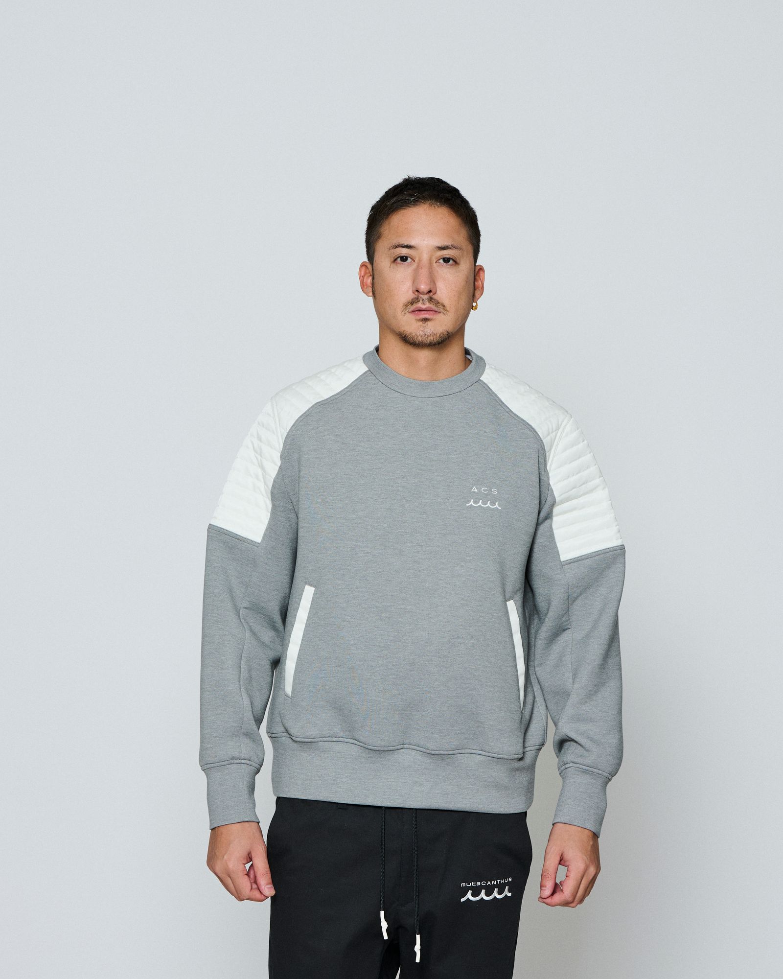 ☆先行予約☆ muta MARINE × ACANTHUS / バイカークルーネック / Double-knit Biker Crew Neck / GREY 【MA2666】