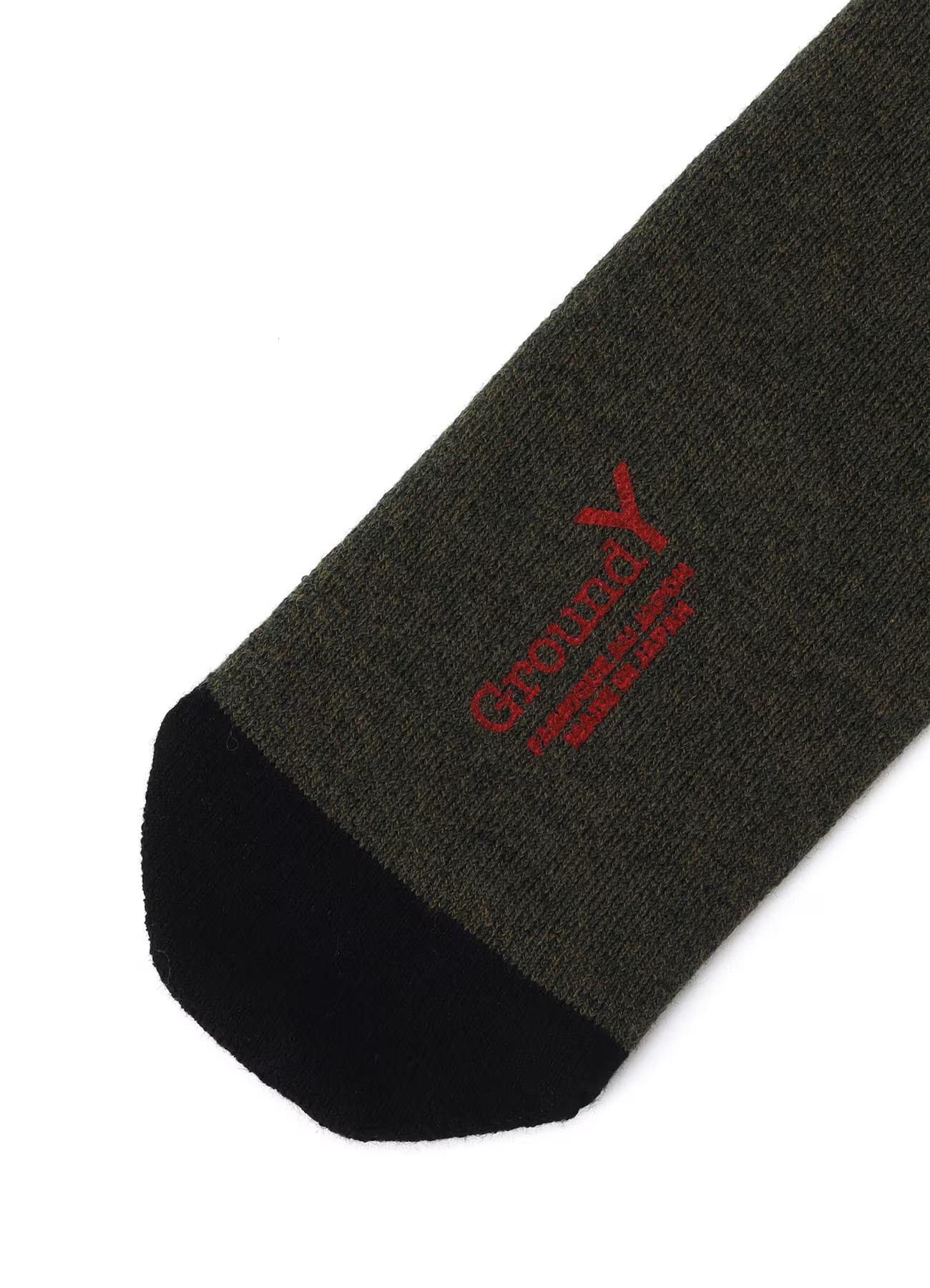 WOOL COTTON TWO TONE TUBE SOCKS / ツートンカラーチューブソックス / カーキ [GL-M01-052-2-02]