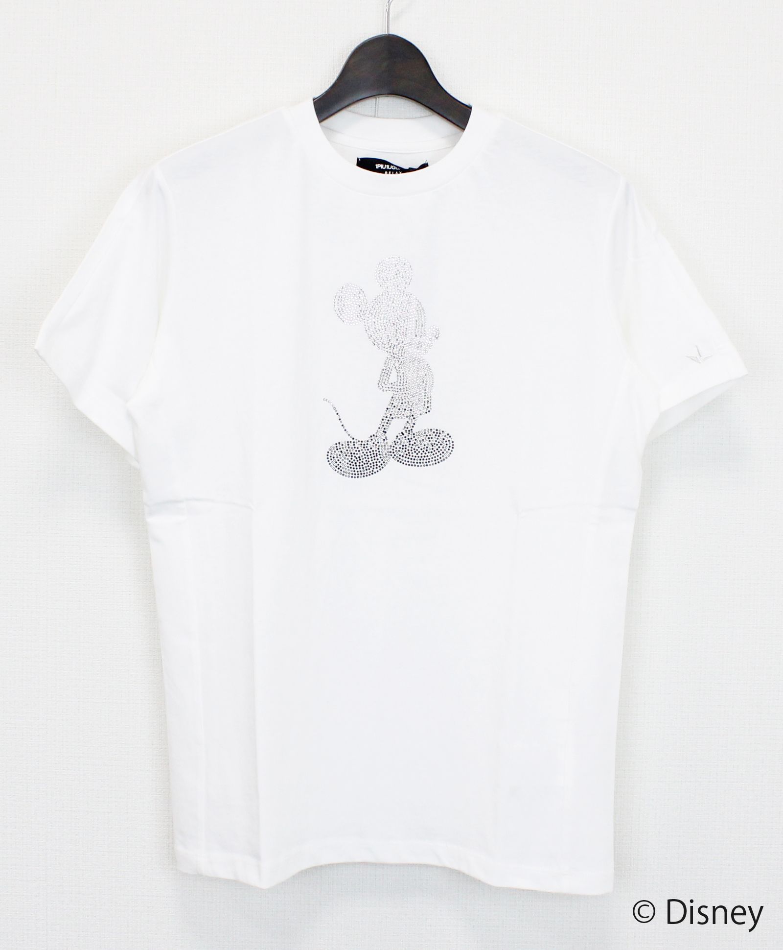 【ミッキーマウス】【ミッキーマウス】グラデーションラインストーン半袖Tシャツツ / ホワイト【UST-25136】