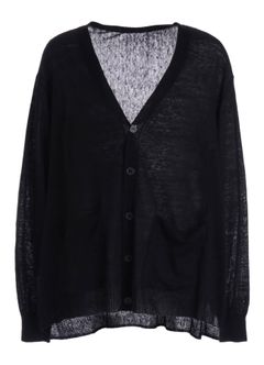 LINEN BIG CARDIGAN / BLACK [GK-K06-360-2]