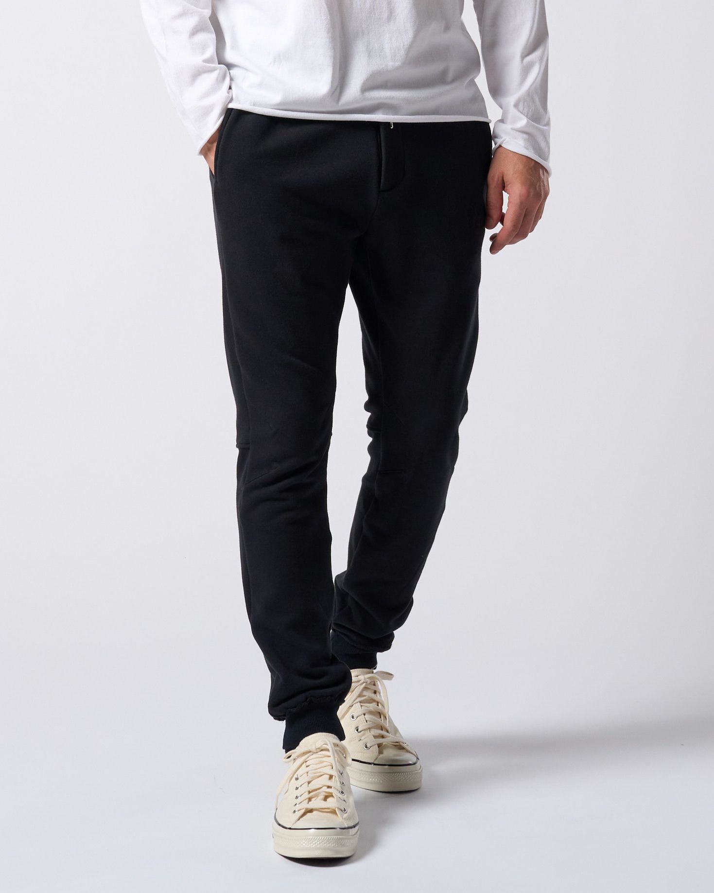 ☆先行予約☆ muta × wjk  / 高密度ストレッチ裏毛リブスウェットパンツ / super urake rib sweat pants / BLACK [503 mw07j]