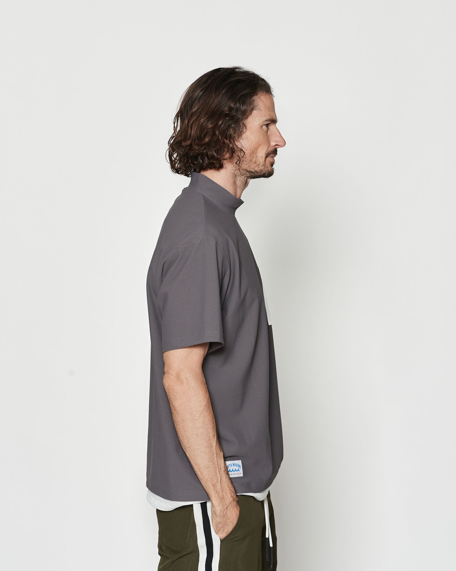 ☆先行予約☆muta MARINE × ACANTHUS  / メッシュモックネックTシャツ / Mesh Mockneck S/S Top / GREY 【MA2618】