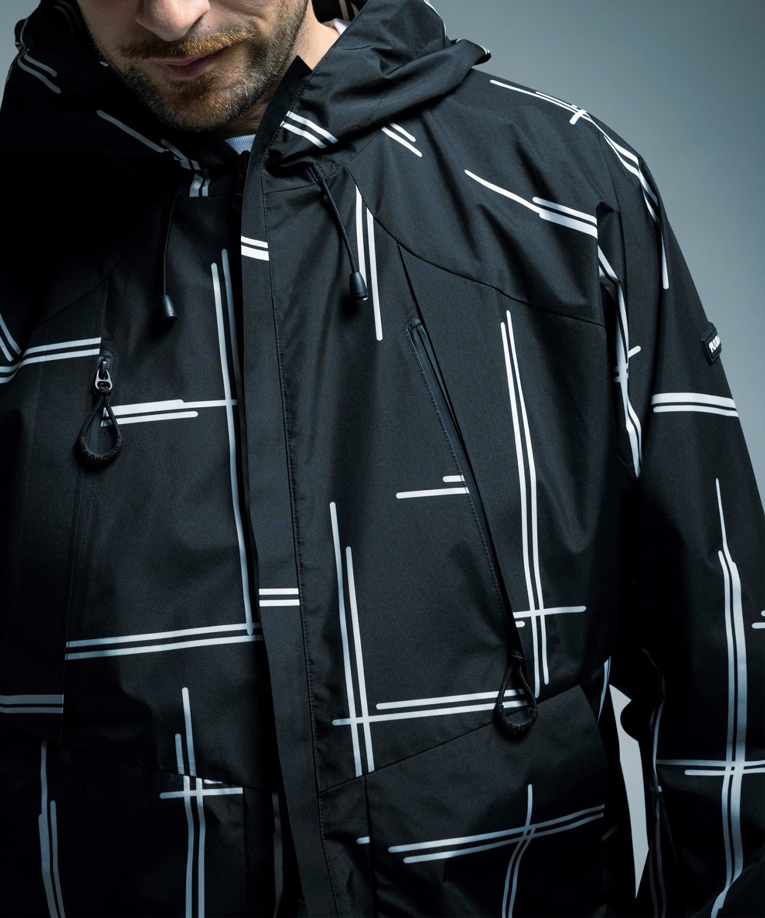 ☆先行予約☆1PIU1UGUALE3 RELAX × +phenix / トランスフォームマウンテンパーカー WINDSTOPPER プロダクト by GORE-TEX LABS /ウィンドストッパー / ゴアテックス  / ブラック×ホワイト 【USO-26130】