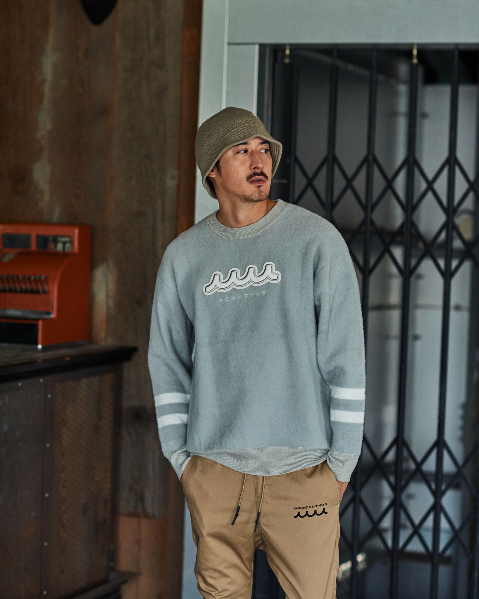 ☆先行予約販売2025年10月下旬～11月下旬頃入荷予定☆ ACANTHUS × muta MARINE / muta Fur Knit Crewneck / ニット / GRAY 【MA2544】