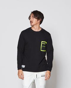 ☆先行予約販売2025年8月下旬～9月下旬頃入荷予定☆ ACANTHUS × muta MARINE / muta Mesh Trimming Pocket L/S Tee / ロンT / BLACK 【MA2541】