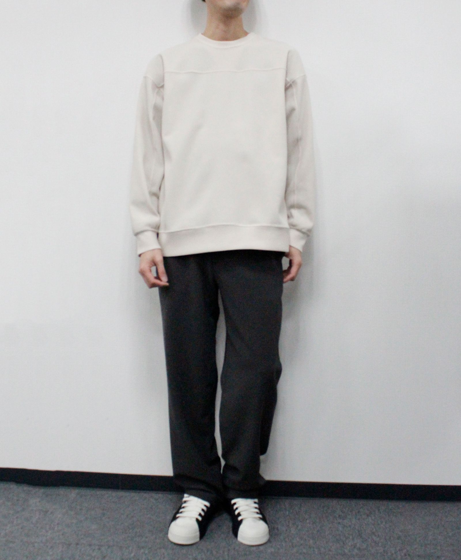 JOGGY ワッフル 切替クルー  / オフ[86004]