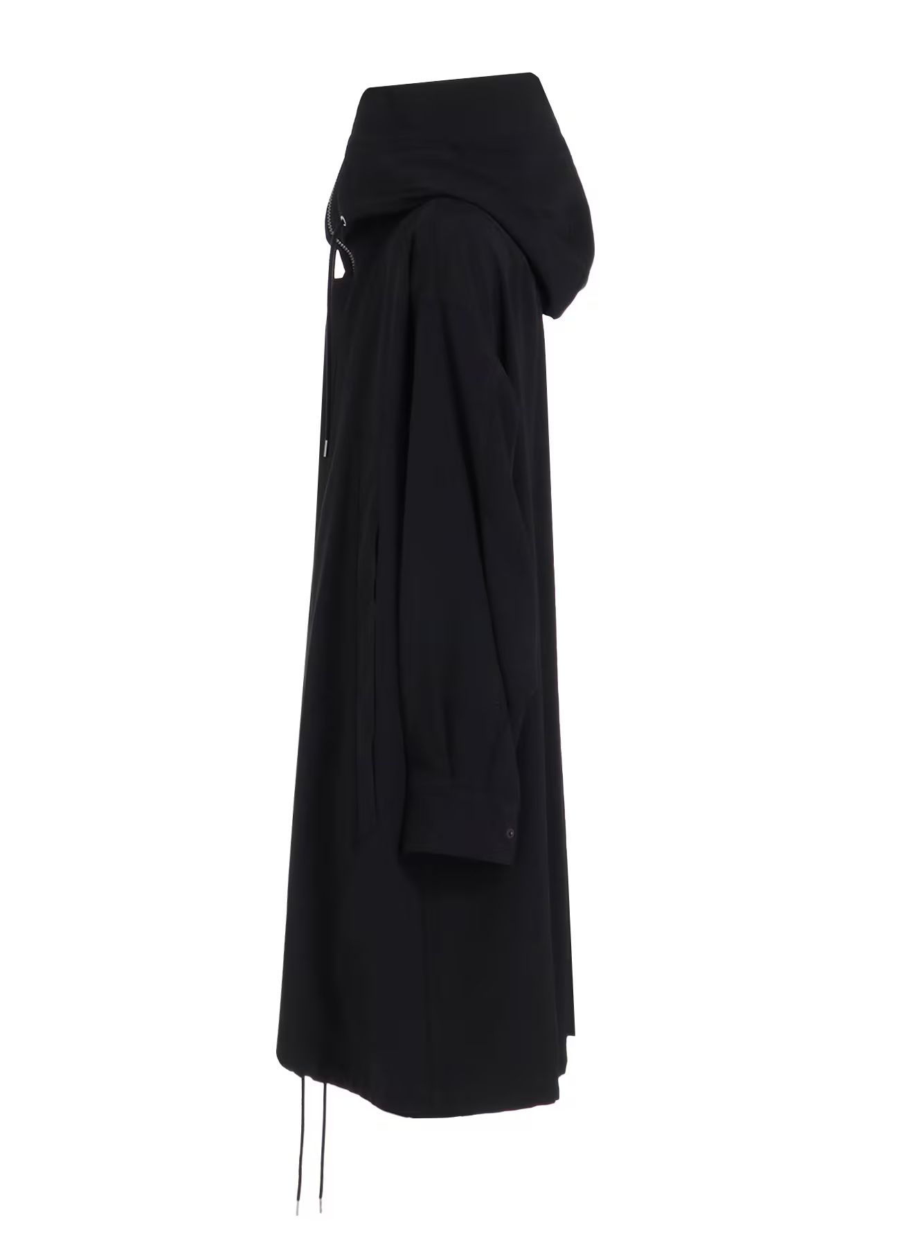 W/GABARDINE HIGH NECK HOODED MODS COAT / BLACK  [GA-C10-101-1]