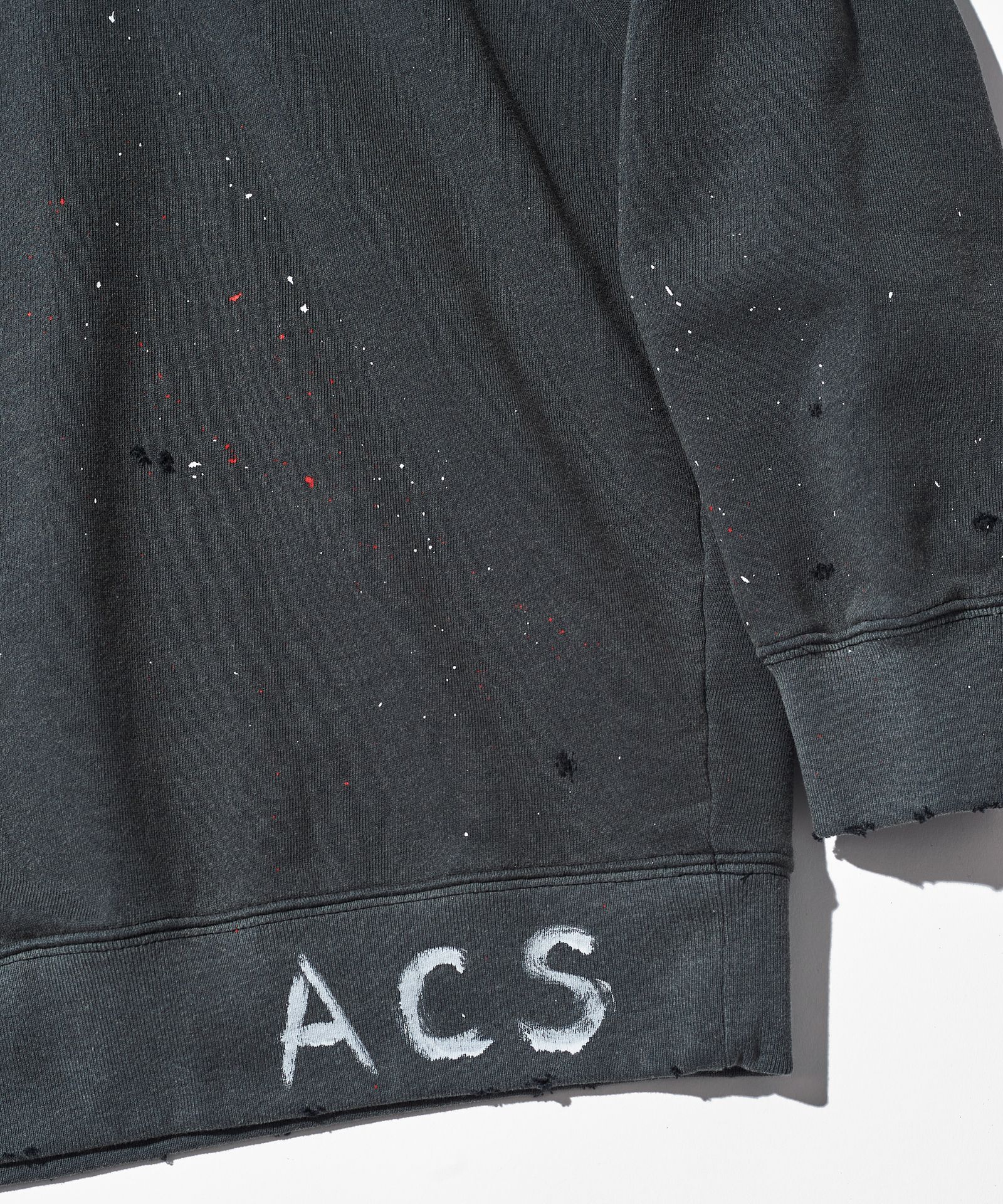 Damage Washed Hand Paint Logo Crewneck / プルオーバースウェット / BLACK【HJ2502】
