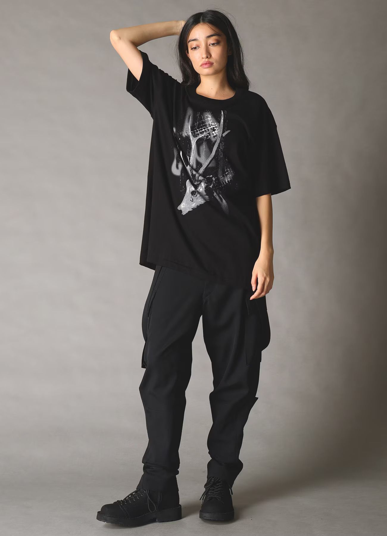 JERSEY DEER T-SHIRT / BLACK [GK-T77-070-2]