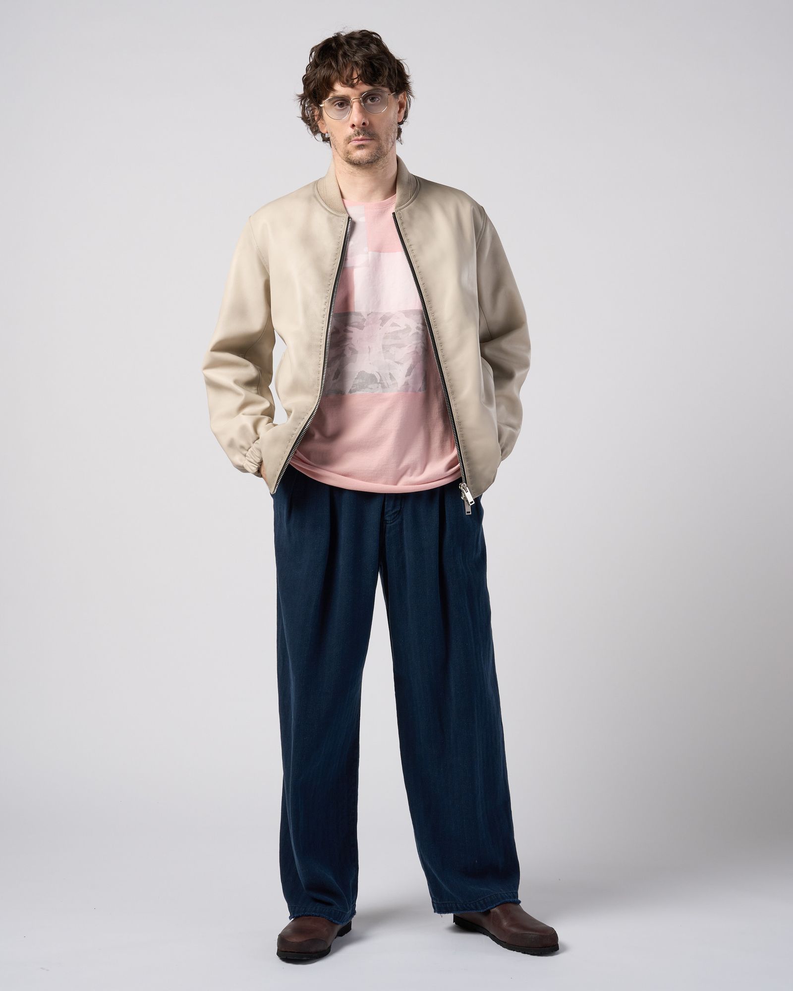 ☆先行予約☆ wjk  / ペーパープリント加工カットオフ半袖Tシャツ / paper print dust cut-off S/S / pink 【7153 lj93k】