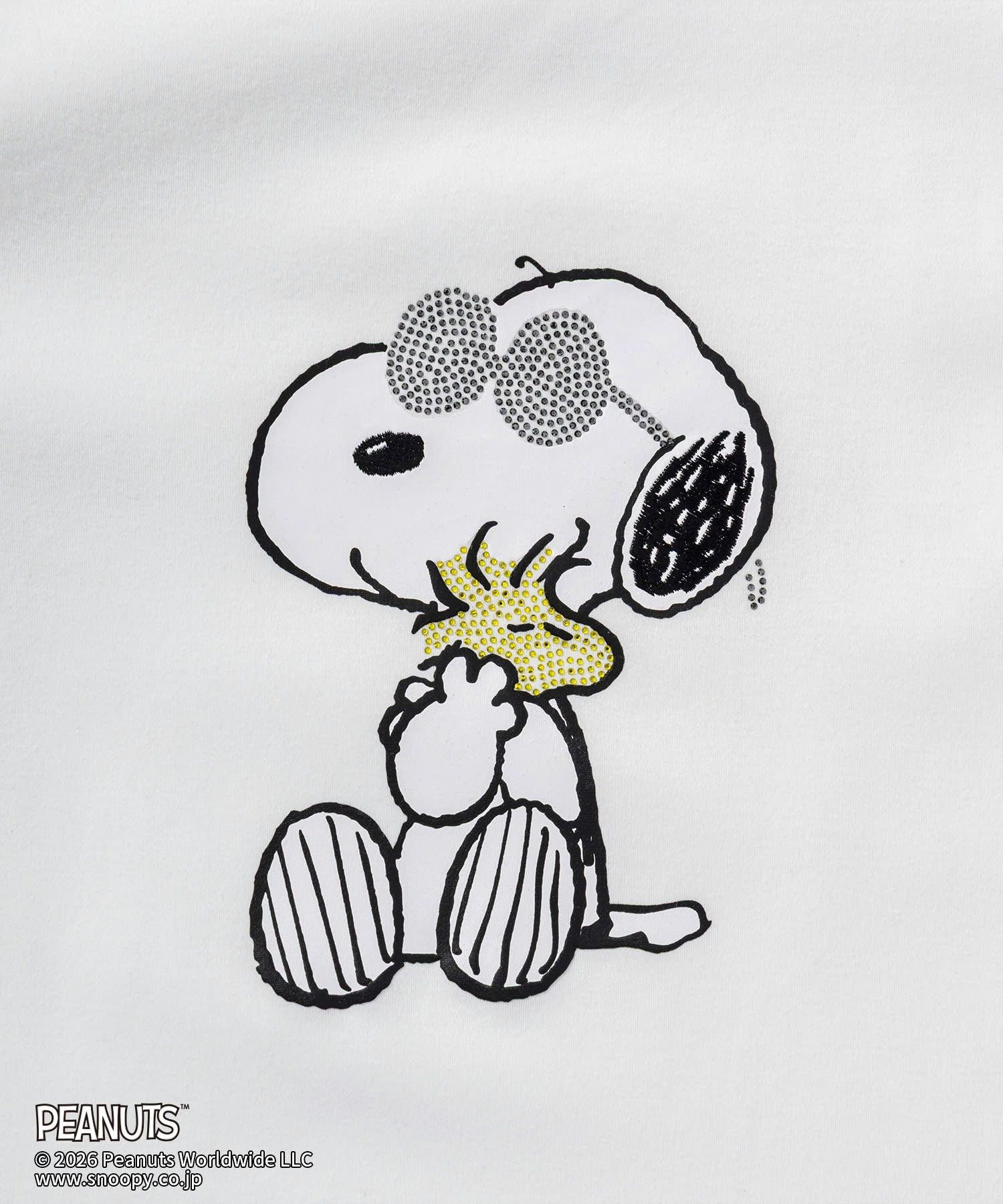 1PIU1UGUALE3 RELAX × PEANUTS / 【スヌーピー】ジョー・クルー＆ウッドストックロングTシャツ / ホワイト【UST-26094】
