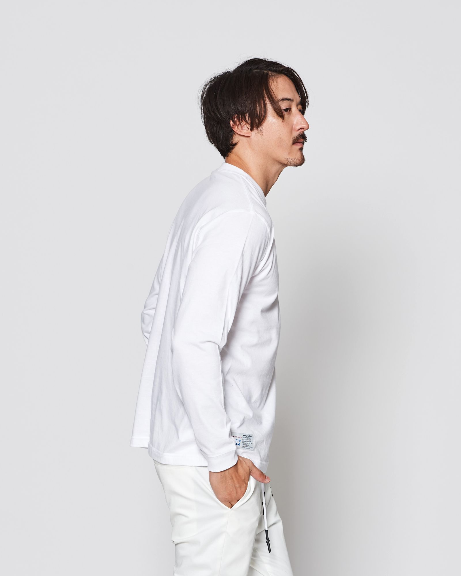 ☆先行予約販売2025年8月下旬～9月下旬頃入荷予定☆ ACANTHUS × muta MARINE / muta Mesh Trimming Pocket L/S Tee / ロンT / WHITE 【MA2541】