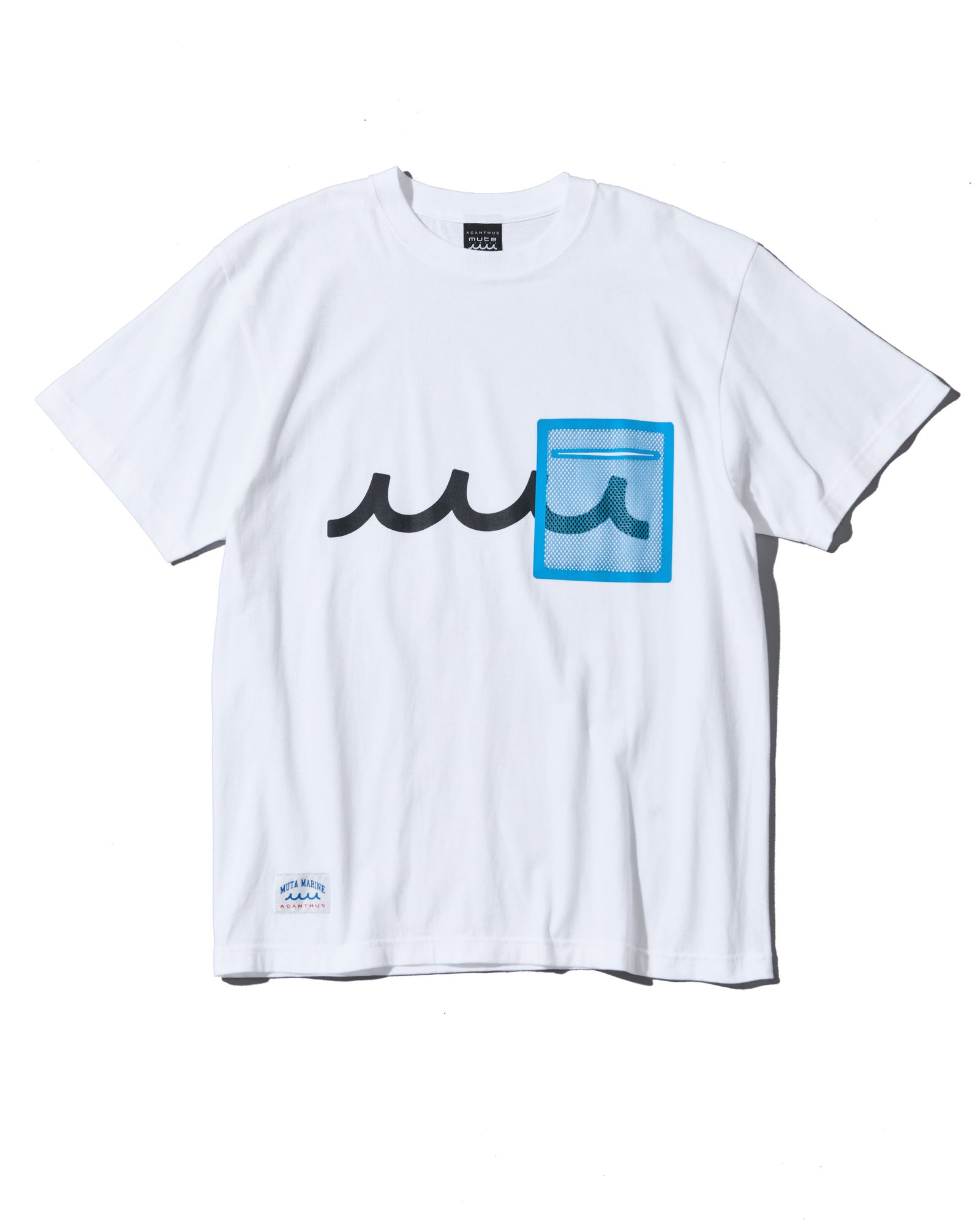 ☆先行予約☆muta MARINE × ACANTHUS  / メッシュトリミングポケットTシャツ  /  Mesh Trimming Pocket Tee / WHITE【MA2615】
