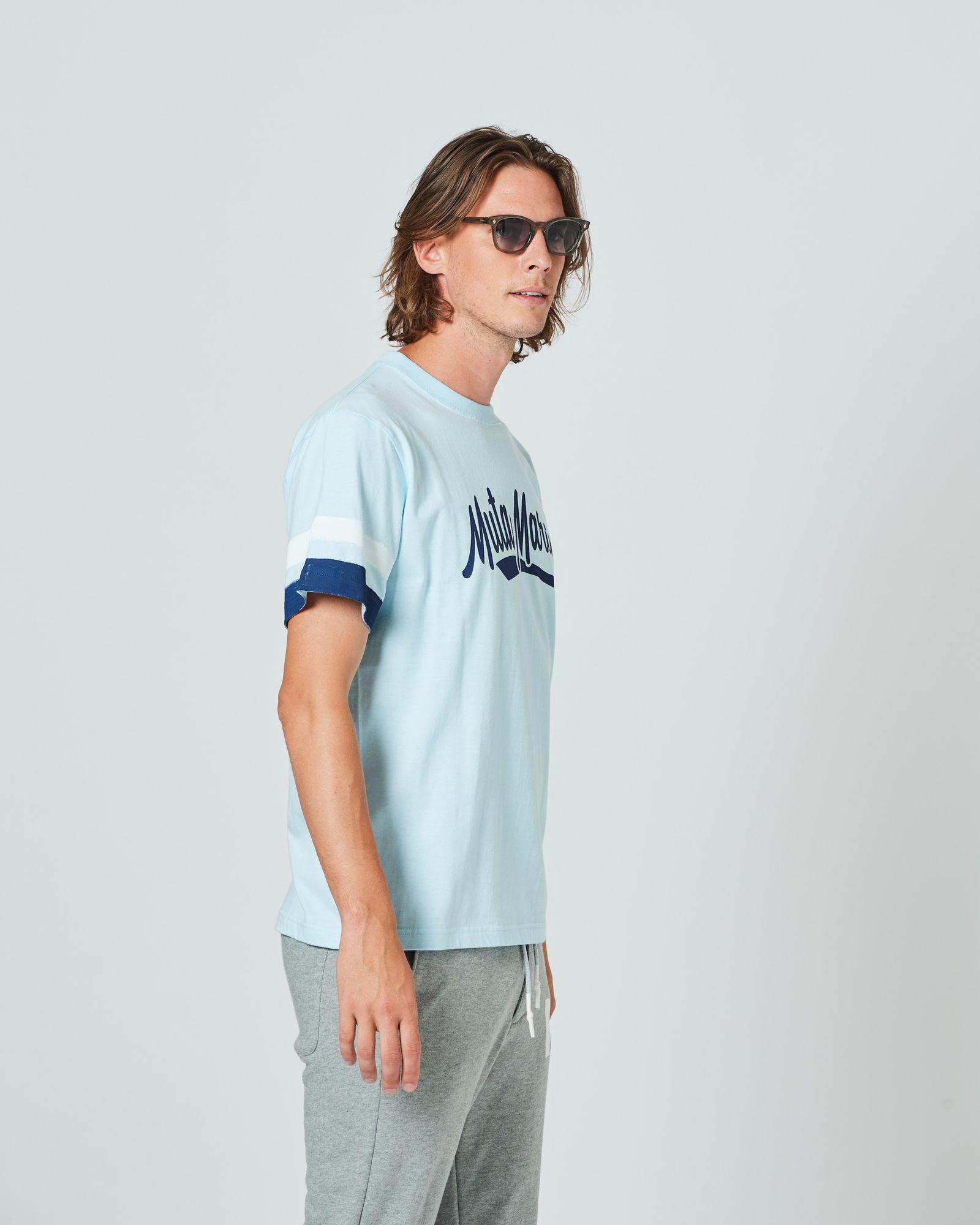 ACANTHUS x muta MARINE / muta Hand Line Paint Tee / ハンドペイントラインTシャツ / LIGHT BLUE / MA2415