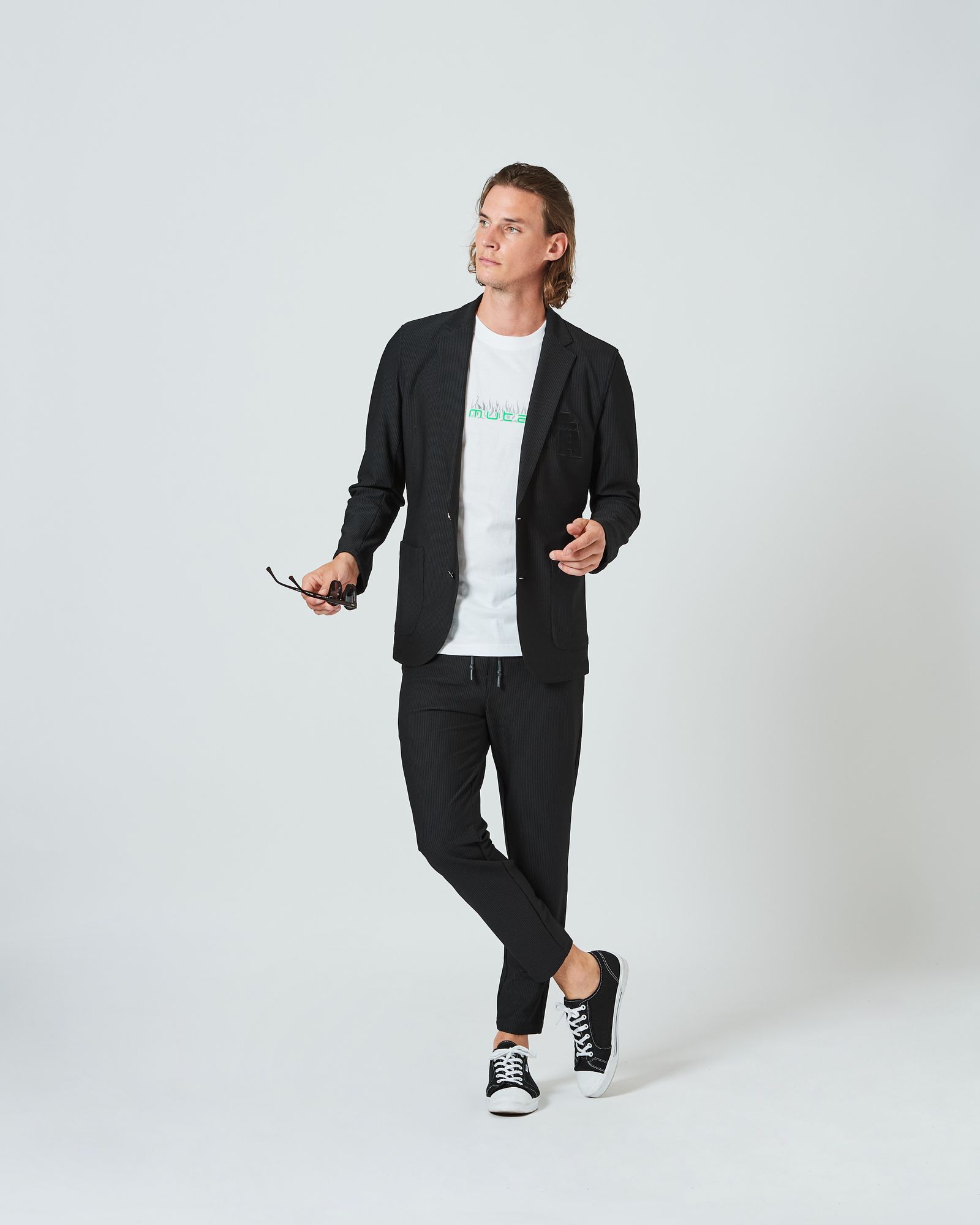 ACANTHUS x muta MARINE / muta  Stretch Seersucker Tailored JKT / シアサッカージャケット / BLACK / MA2401