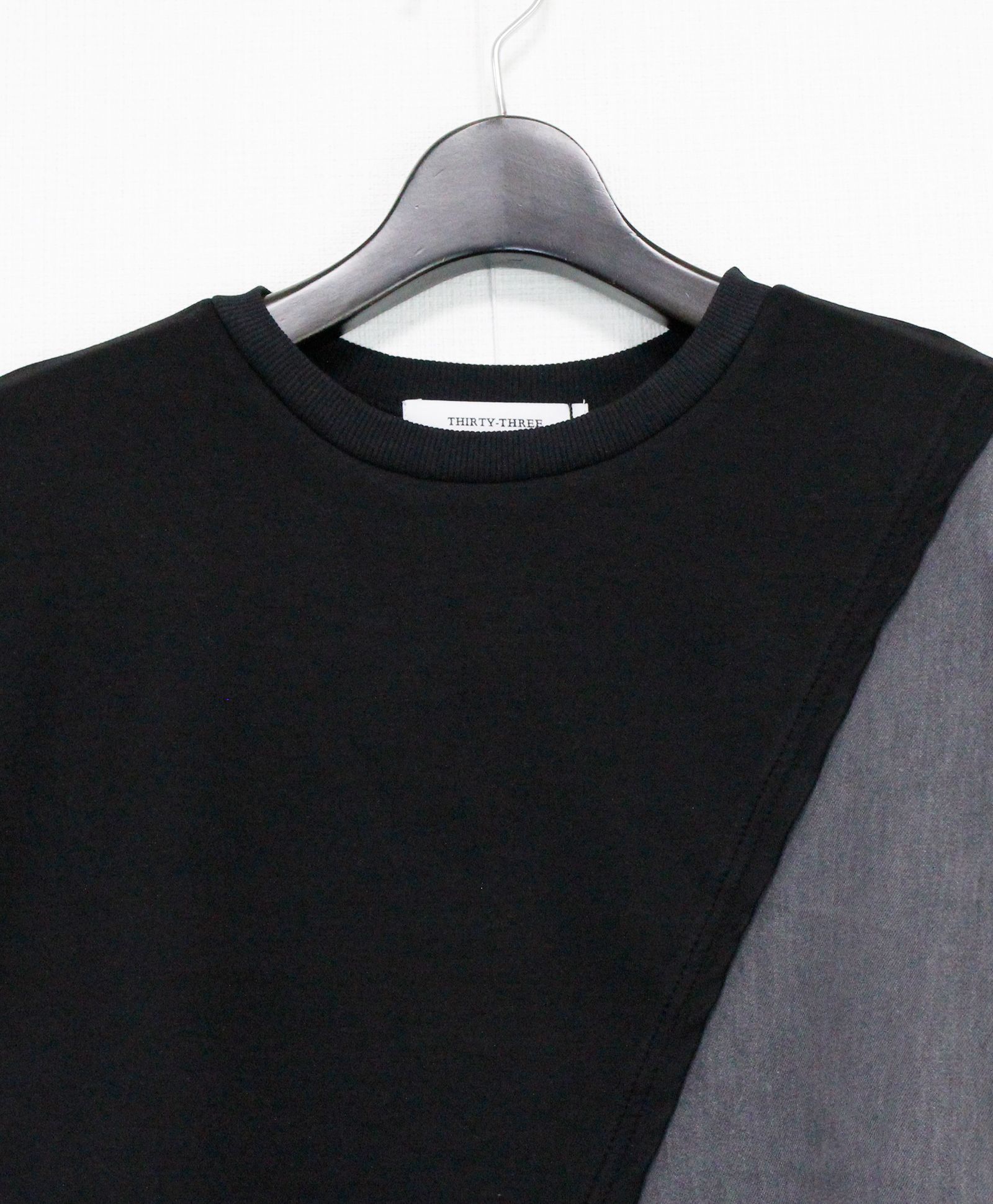 ソフトデニム x ポンチ切替 L/S ワンピース /  ブラック x ブラック  [bc609304]