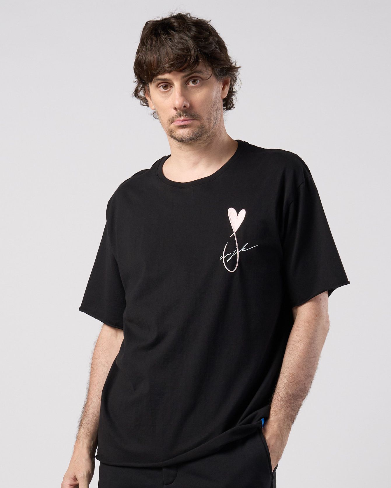 ☆先行予約☆Maison Honoré Paris× wjk  / ハートフィッシュ カットオフ 半袖Tシャツ / heart fish cut-off S/S / black×pink【710 hw01k】