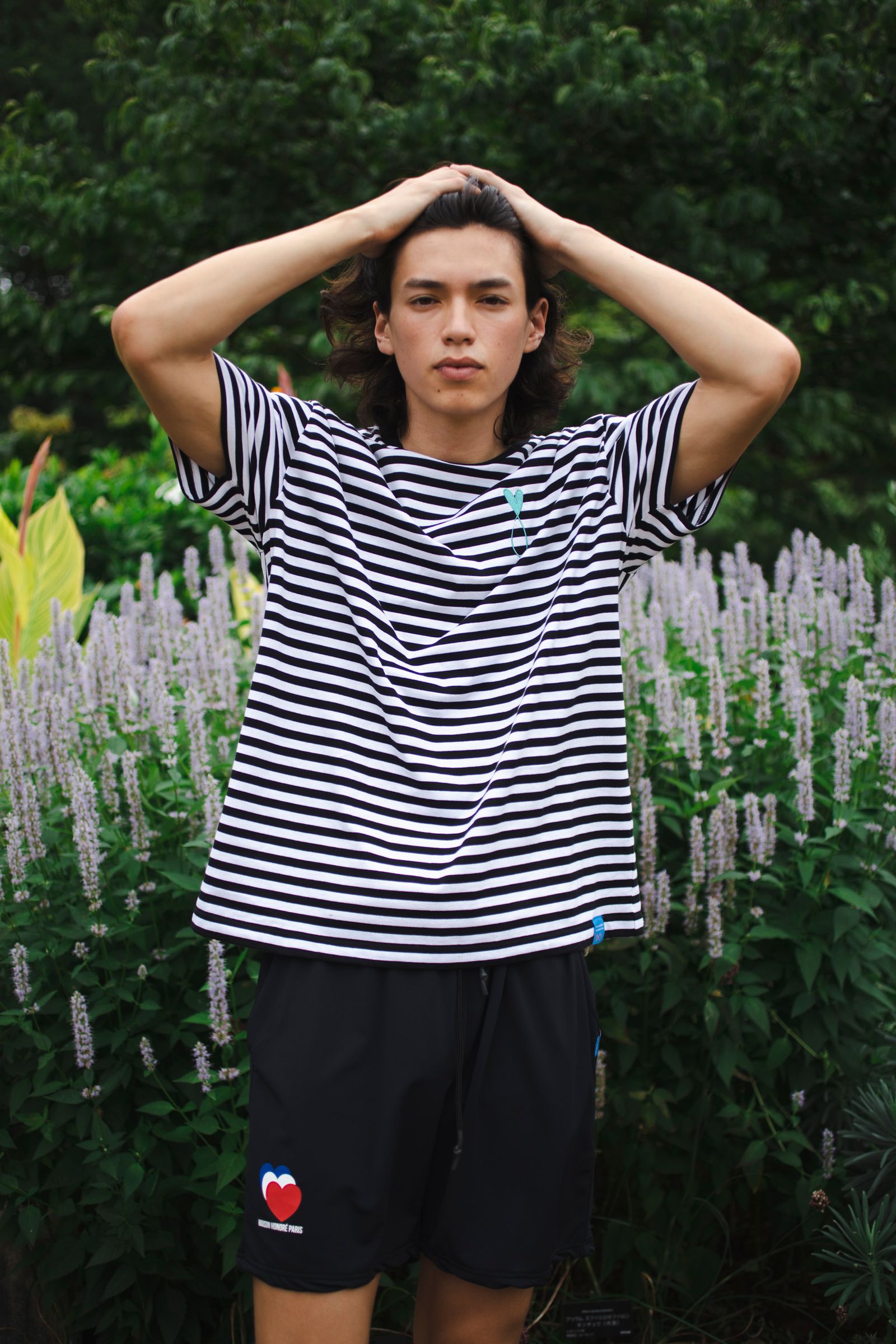 Tシャツ / Tiphanie Border / BLACK x BLUE