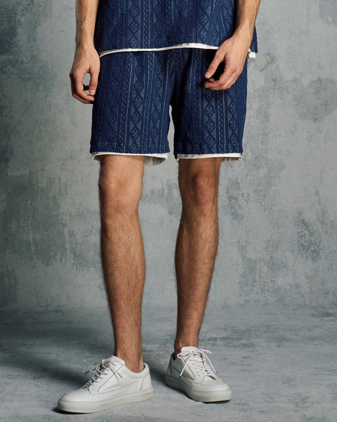 ☆先行予約☆ ジャガードサマーニットショーツ /  jacquard summer knit shorts / NAVY [5401 kc01i]