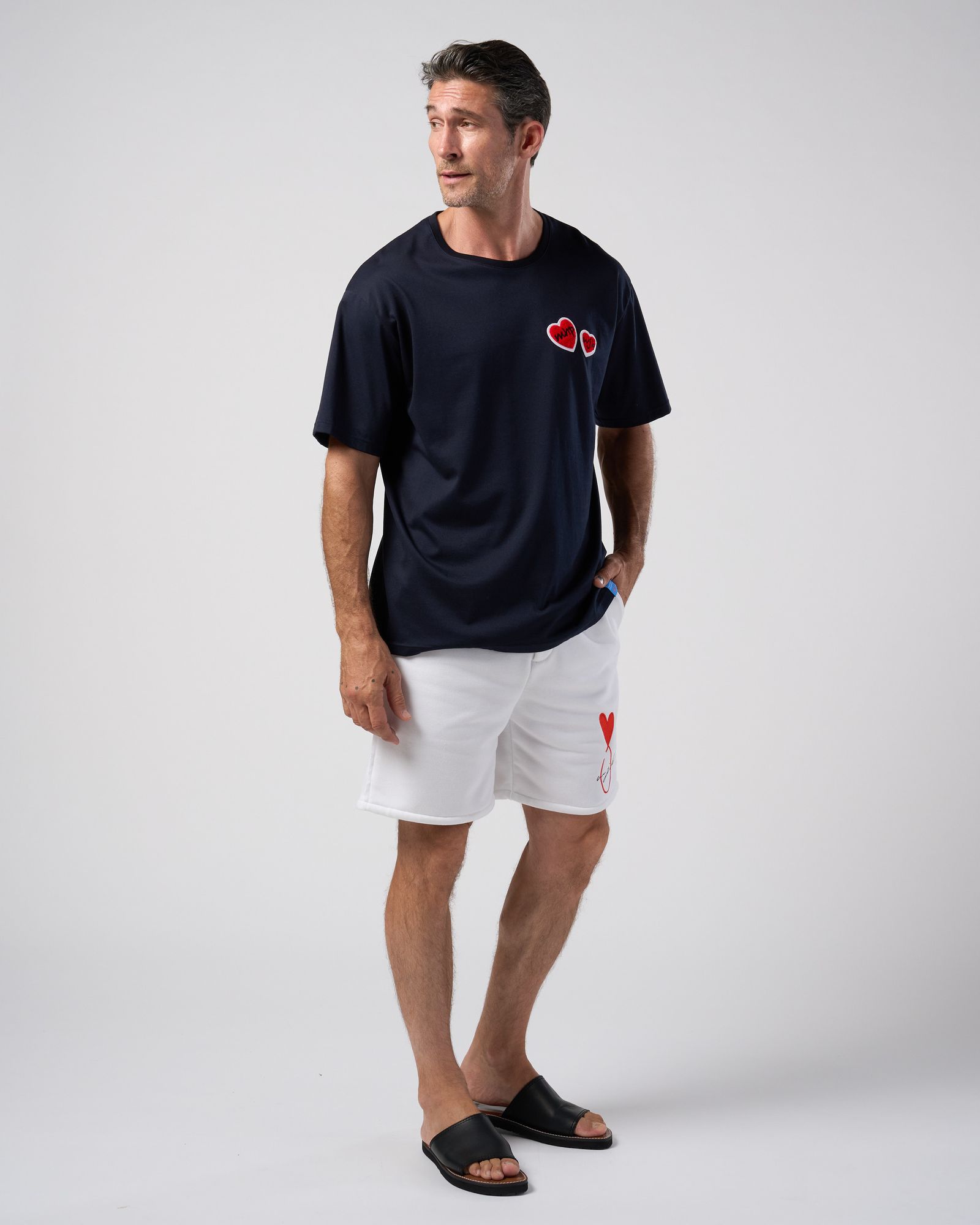 ☆先行予約☆Maison Honoré Paris× wjk  / 2ハートパッチクールタッチ半袖Tシャツ / 2-heart patch cool touch S/S / navy×red【712 hw02k】